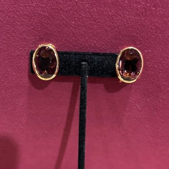 CHRISTIAN DIOR Gold Amethyst Rhinestone EARRING - Picture 6 of 10